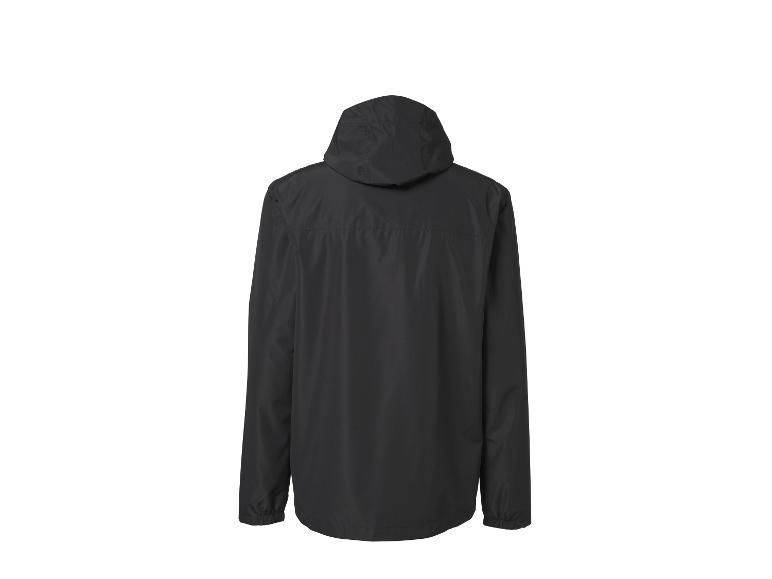 Vue arrière d'une veste noire à capuche.