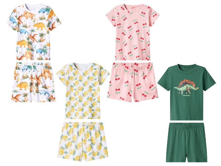 Pyjamas pour enfants : dinosaures, cerises, citrons et vert avec stégosaure.