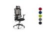 Chaise de bureau ergonomique noire avec dossier et appuie-tête en maille, avec échantillons de couleurs