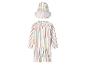 Maillot de bain à manches longues pour enfants et chapeau à rayures colorées.