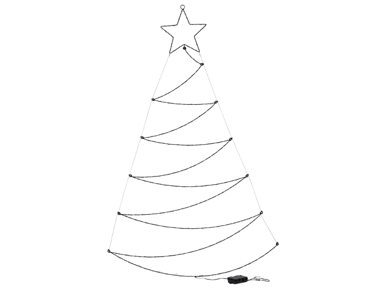 Décoration lumineuse de sapin de Noël avec étoile et guirlandes lumineuses horizontales