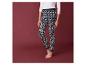 Leggings bleu foncé avec un motif de Noël blanc avec des rennes et des flocons de neige.