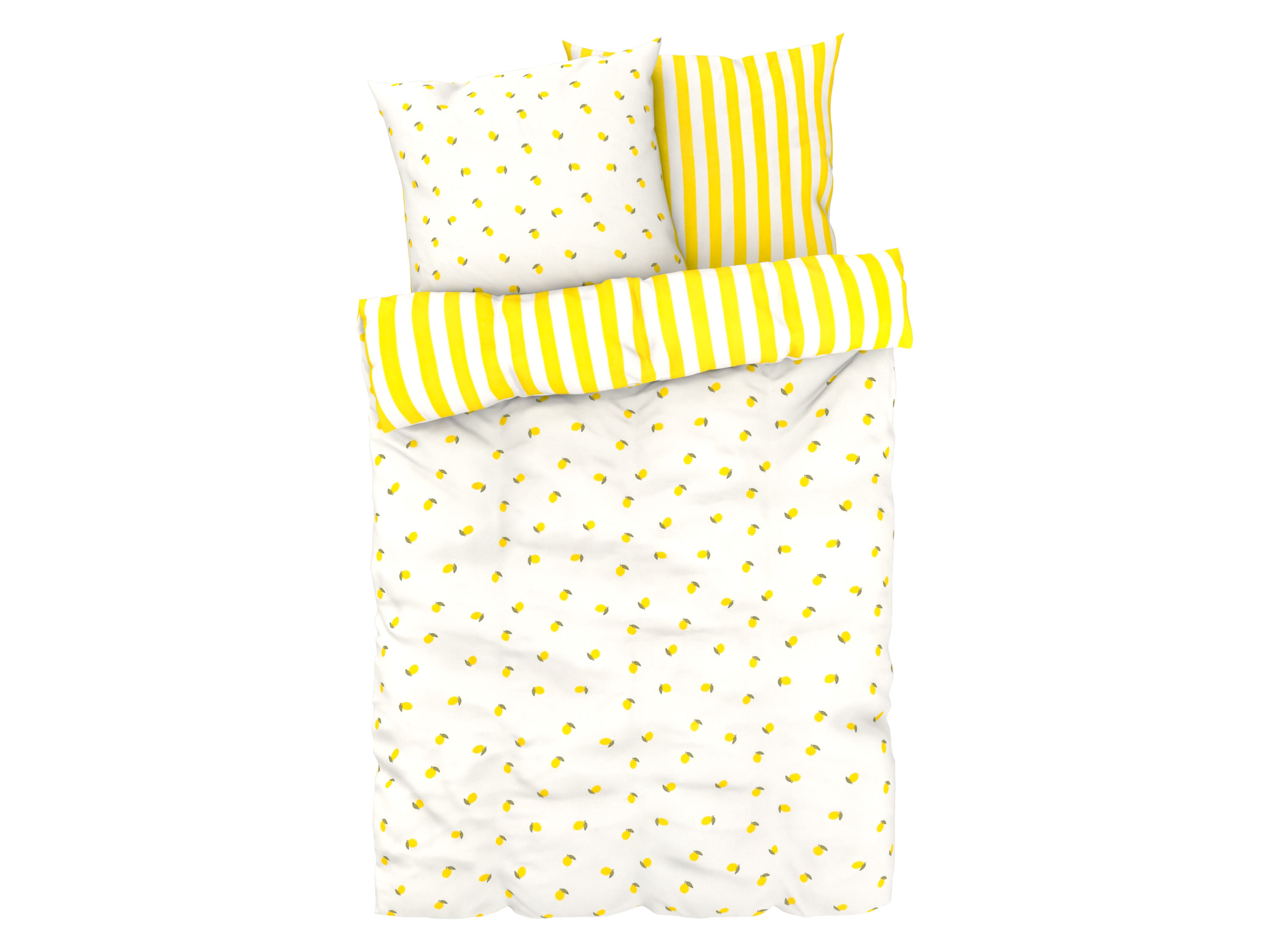 LIVARNO home Parure de lit réversible en microfibre satinée 260 x 240 cm (Attention : LV OSFR) (citrons)