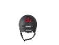 Un casque de vélo noir avec un feu arrière rouge.
