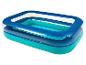 Piscine gonflable rectangulaire avec des couches bleues, blanches et turquoises