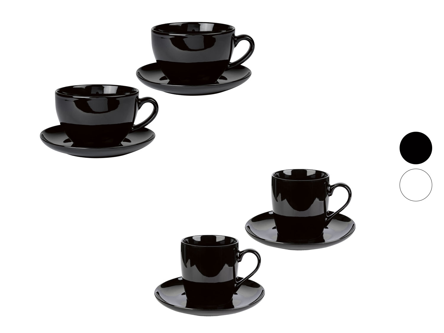 ERNESTO® Set de 2 tasses avec soucoupe, en porcelaine
