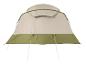 Tente de camping beige et verte.