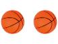 Deux ballons de basket jouets orange avec des lignes noires