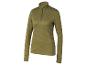 Pull-over vert à manches longues pour femme avec fermeture éclair.