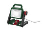 Une lampe de travail LED Parkside verte avec une poignée et un pied réglable.