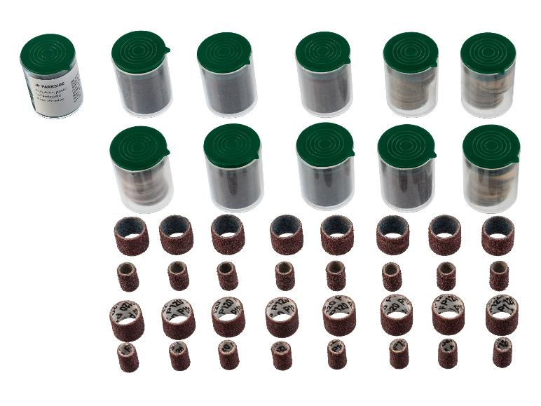 Pâte à polir et bandes de ponçage de différentes tailles pour outils rotatifs.