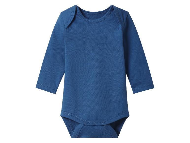 Body bébé bleu à manches longues avec fermetures à pression.