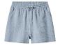 Short en coton froissé bleu clair avec taille élastique et cordon de serrage