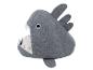 Lit pour animaux de compagnie en forme de poisson gris avec des dents blanches