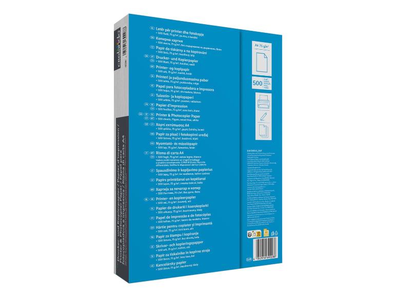 Paquet de 500 feuilles de papier A4 75 g/m² pour imprimante et photocopieuse.