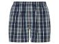 Boxers en tissu écossais bleu marine et gris.
