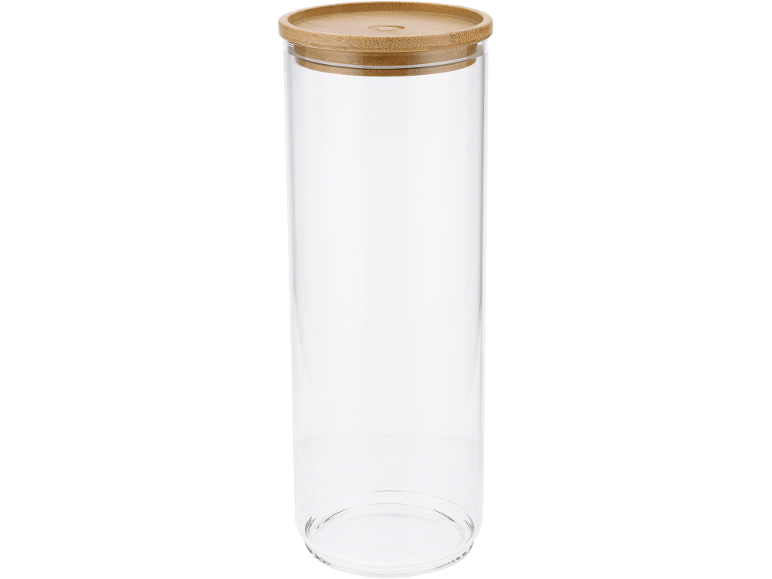 Grand bocal en verre avec couvercle en bambou