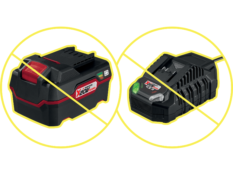 La batterie et le chargeur Parkside X20V Team ne sont pas compatibles.