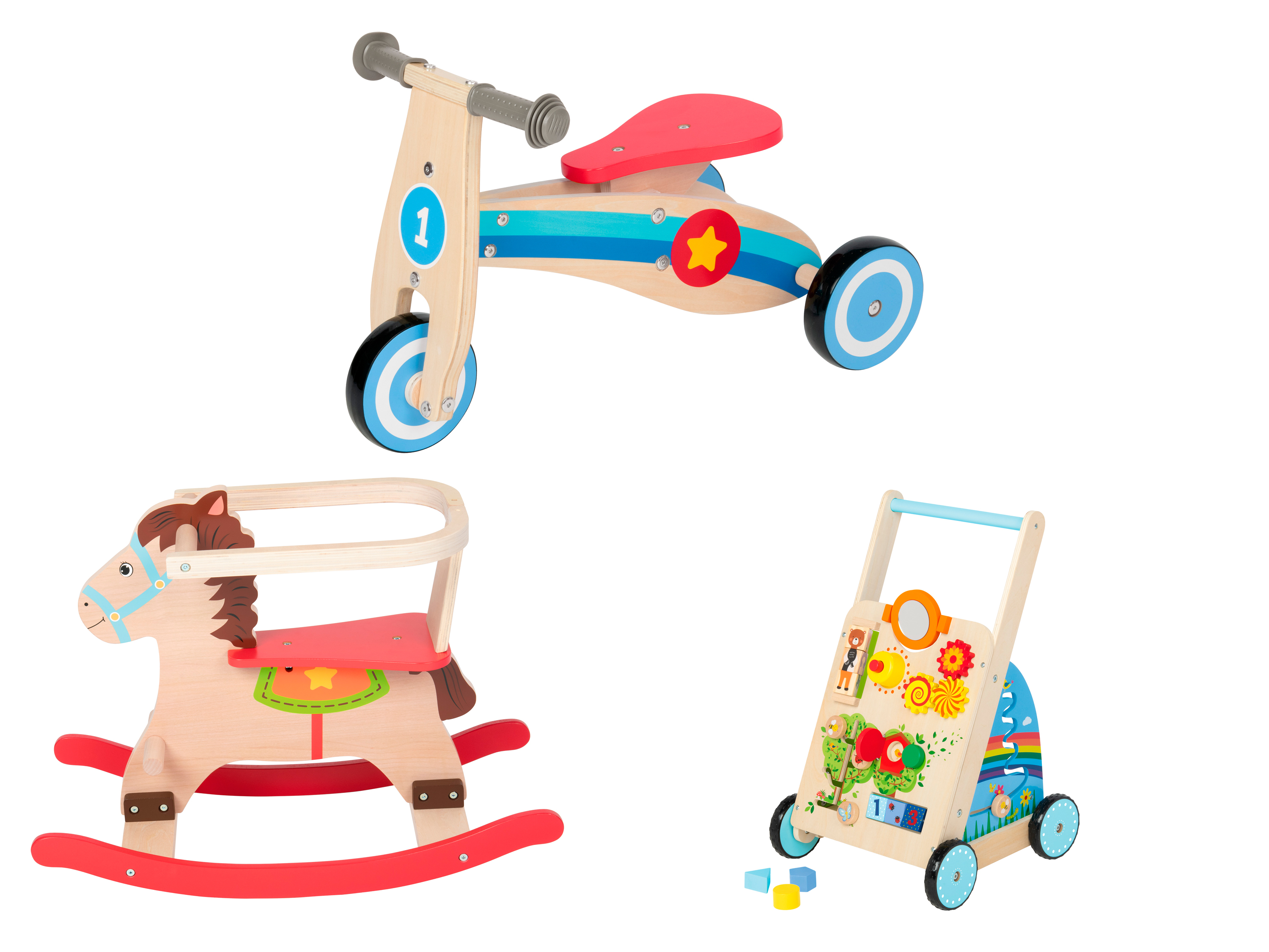 Playtive Draisienne, cheval à bascule ou chariot de marche en bois