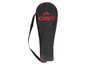 Un sac de badminton noir avec des accents rouges de Crivit.