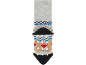 Chaussettes antidérapantes grises avec motif renard et zigzag.