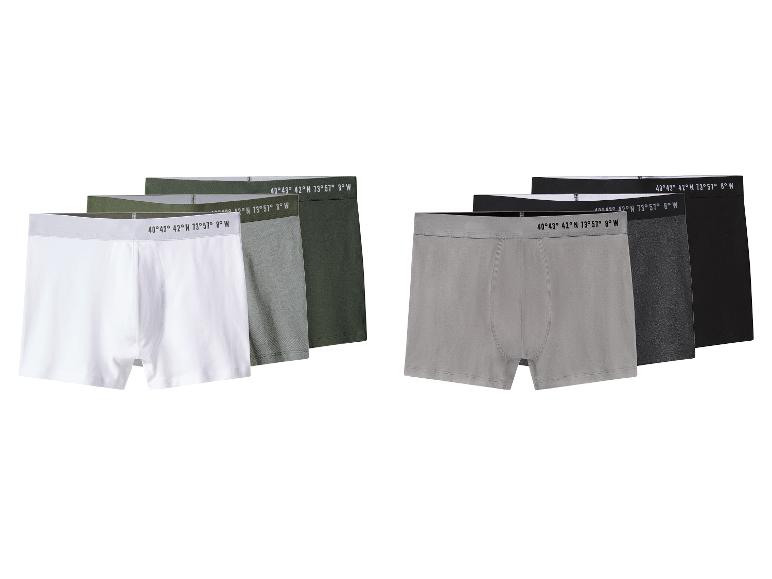 Ensemble de boxers pour hommes de couleurs assorties avec coordonnées géographiques sur la ceinture.