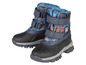 Deux bottes d'hiver bleues avec un motif camouflage.