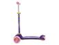 Trottinette à trois roues violette et rose avec des motifs d'animaux de dessin animé