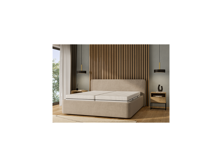 Matelas en mousse hybride à 7 zones LIVARNO® dans une chambre moderne.