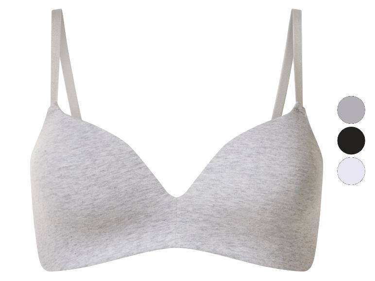 Soutien-gorge gris clair sans coutures à fines bretelles, disponible en trois couleurs.
