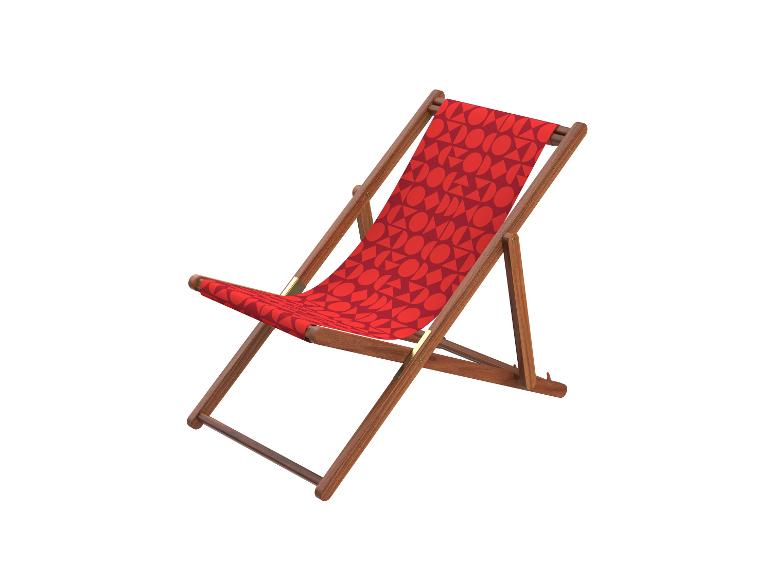 Chaise longue rouge avec motif de formes géométriques