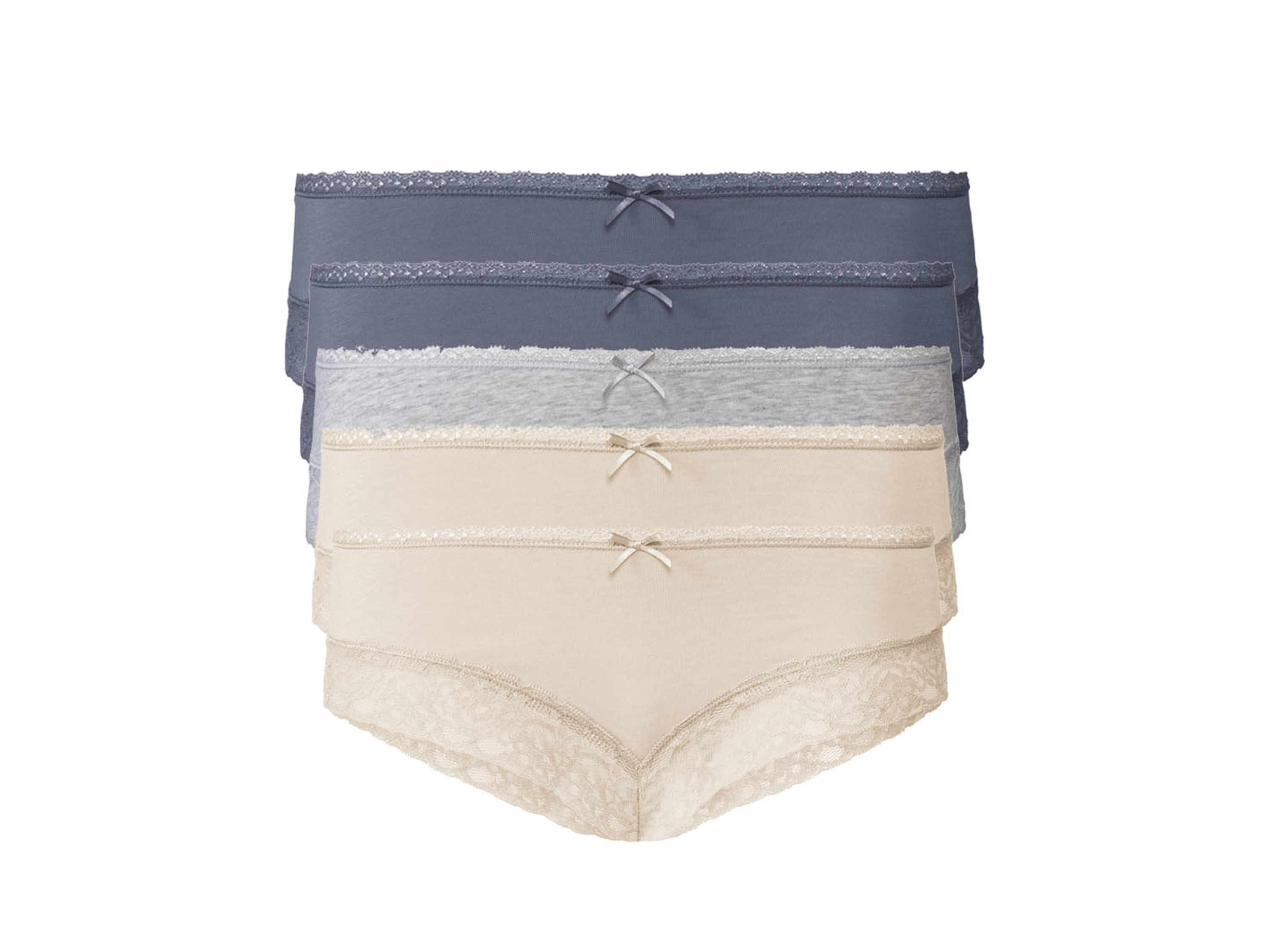 esmara® Lot de 5 hipsters à dentelle femme (bleu/gris/beige)