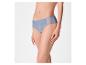 Culotte femme bleue avec dentelle, portée par un mannequin