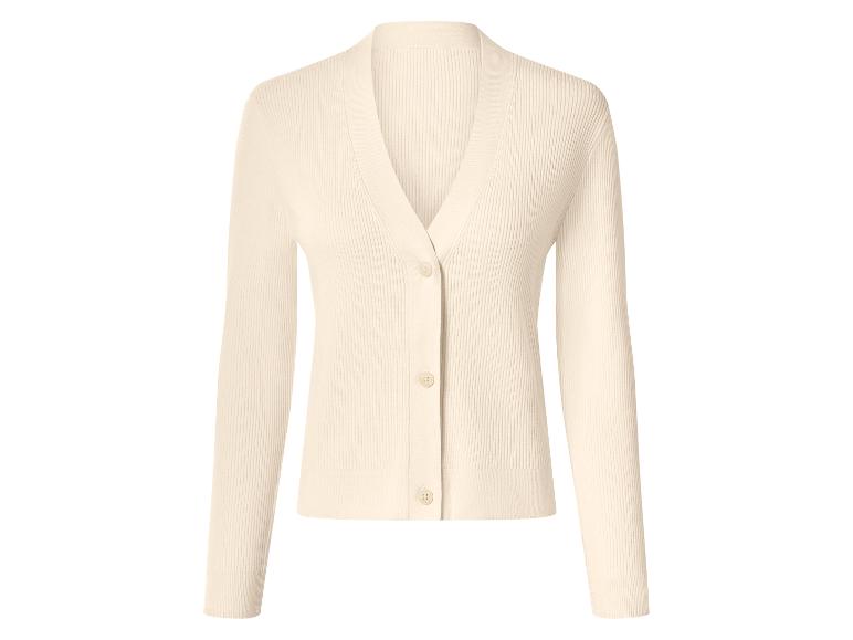 Cardigan crème côtelé à col en V avec boutons
