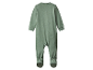 Une grenouillère bébé douce, couleur vert olive.