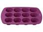 Un moule à muffins en silicone violet, avec 10 cavités et la marque Coox.