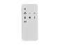Télécommande blanche avec boutons d'alimentation, de ventilateur, de minuterie, de flamme, de température et ECO.