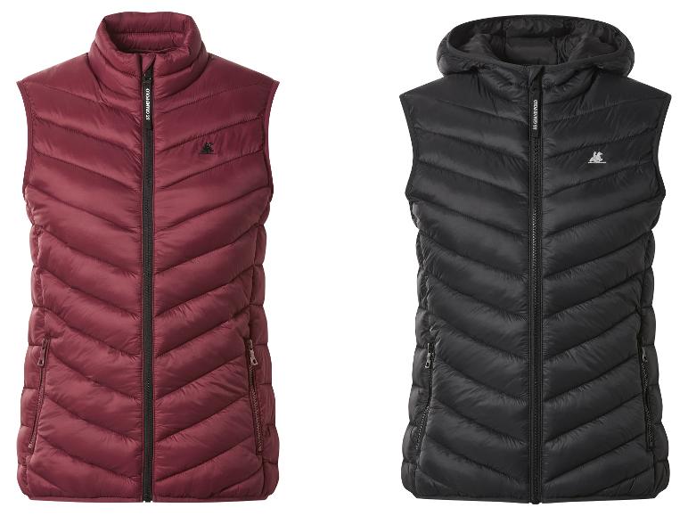 Deux gilets matelassés U.S. Grand Polo, un bordeaux à col montant et un noir à capuche.