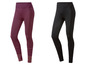 Deux paires de leggings taille haute, un noir et un violet.