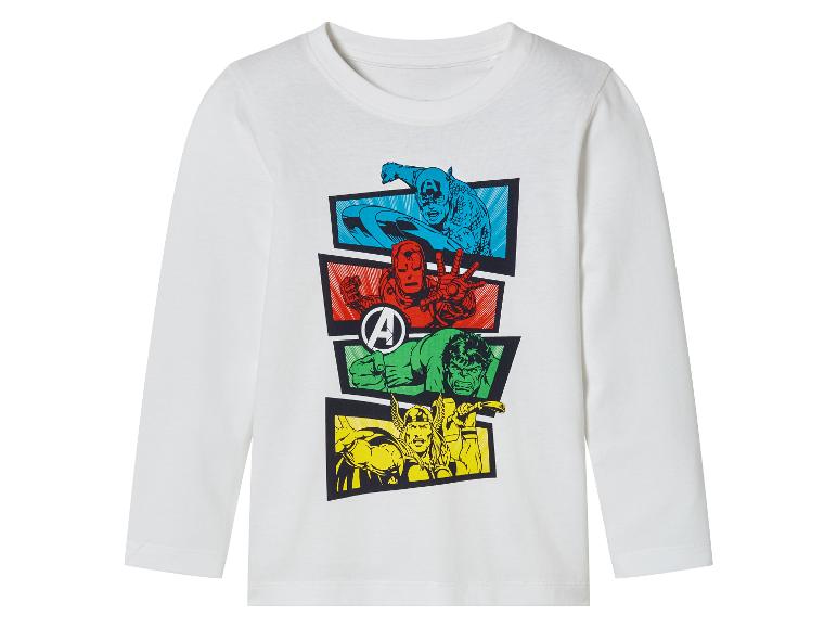 T-shirt blanc à manches longues avec un imprimé Avengers.