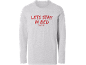 T-shirt gris à manches longues avec l'inscription « LETS STAY IN BED (FOREVER) »