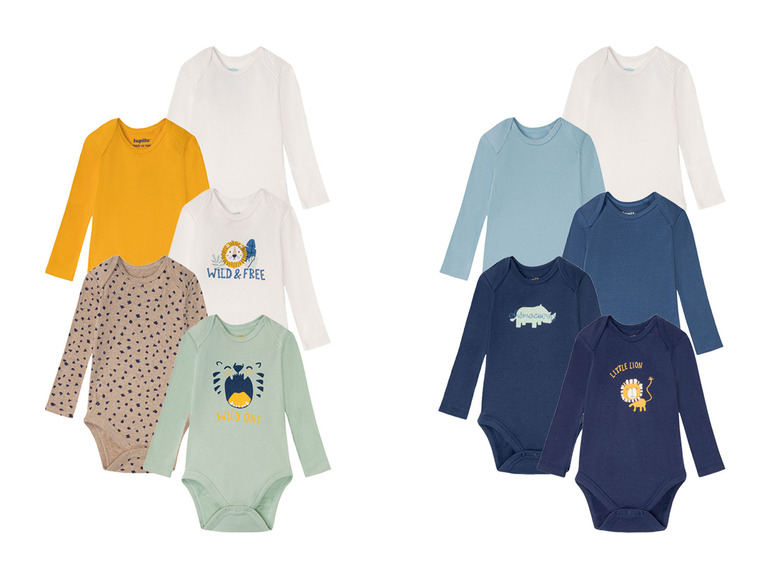 Aller en mode plein écran : lupilu® Lot de 5 bodies bébé - Image 1