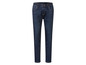 Un jean bleu avec une taille élastique.