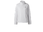 Pull polaire blanc pour femme avec fermeture éclair courte et petit logo sur la poitrine.