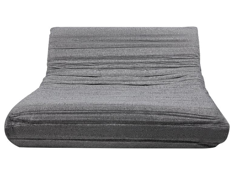 Canapé de sol gris avec un tissu texturé et froncé