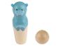 Jouet de bowling hippopotame en bois avec balle.