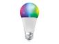 Ampoule LED intelligente à changement de couleur, blanche et argentée.
