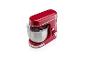 Un robot pâtissier rouge Silvercrest avec un bol en acier inoxydable.