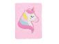 Carnet rose en fourrure, décoré d'une licorne pastel.