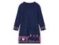 Une robe en tricot bleu marine à motifs de coeurs pour filles.